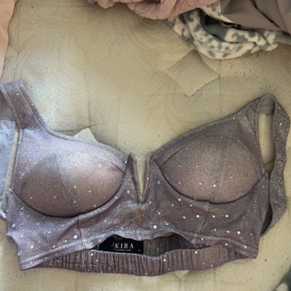 Sparkly Purple Bedazzled Bralette/Bandeau - Picture 1 of 2